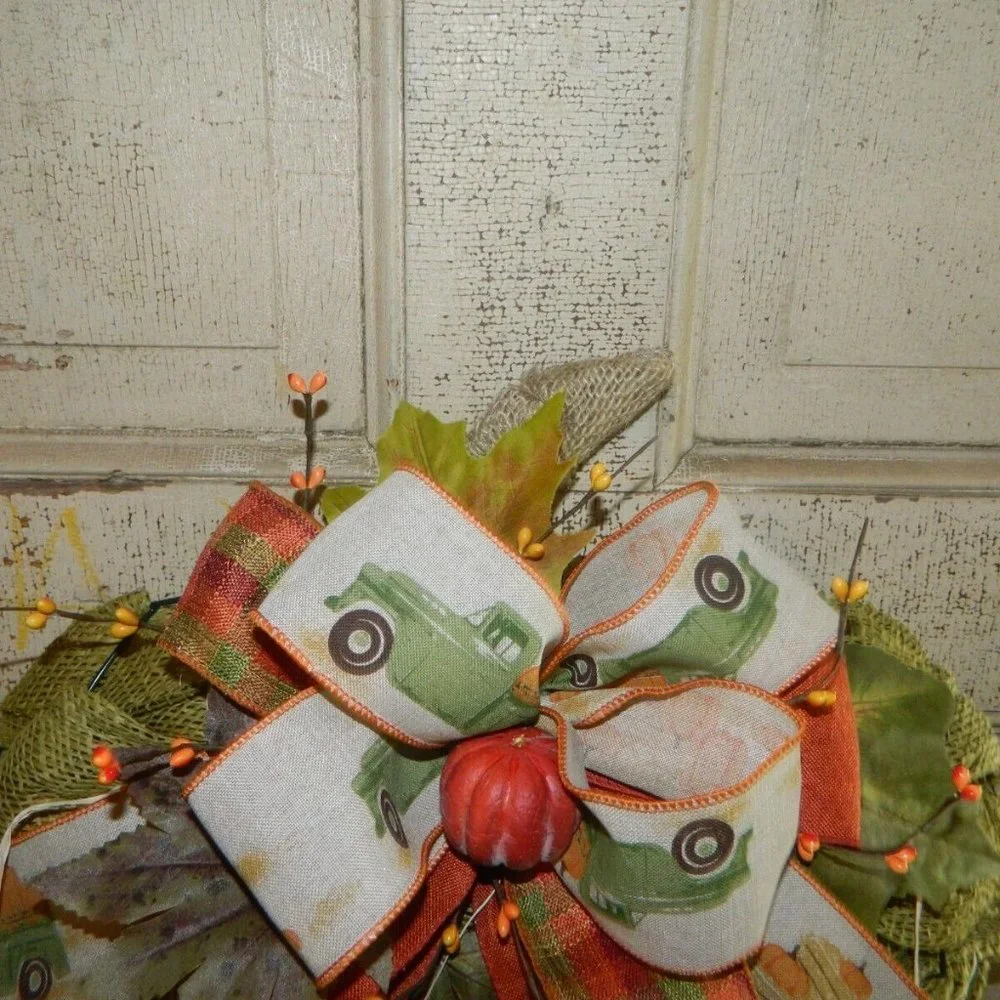 Handmade Halloween Fall 3D Paper Mesh Pumpkin Door Wreath